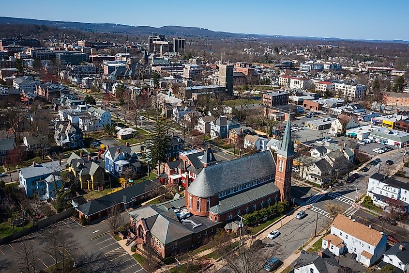 Aerial of Morristown, New Jersey.