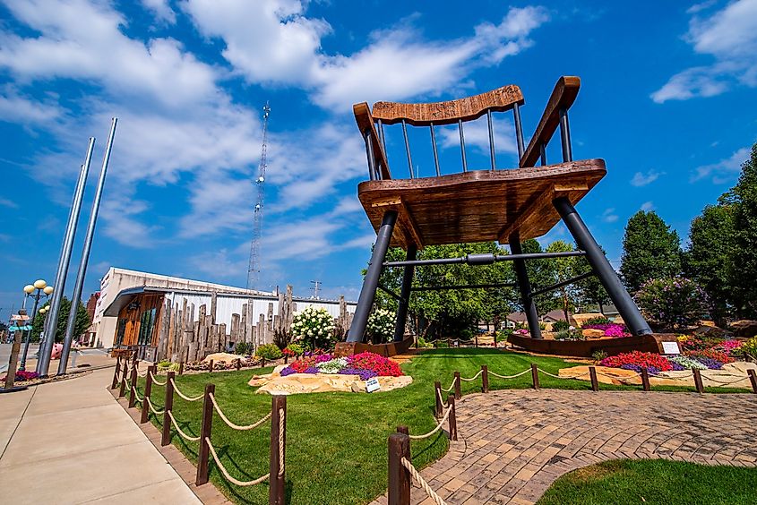 Giant wooden rocking chair in Casey, Illinois.