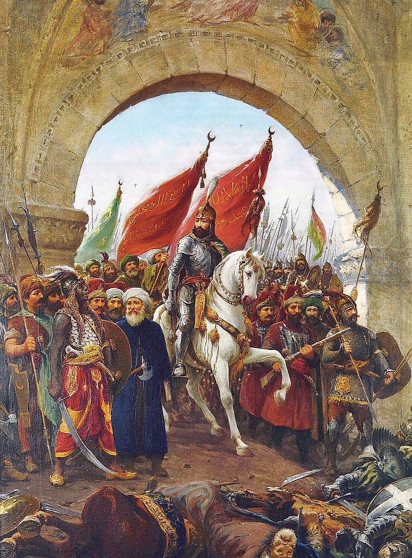 Mehmed the Conqueror enters Constantinople. Painting by Fausto Zonaro.