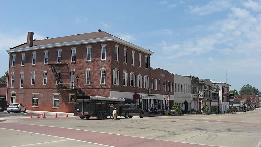 Buildings on the southern side of the 400 block of W. Gallatin Street, Vandalia, Illinois, United States.