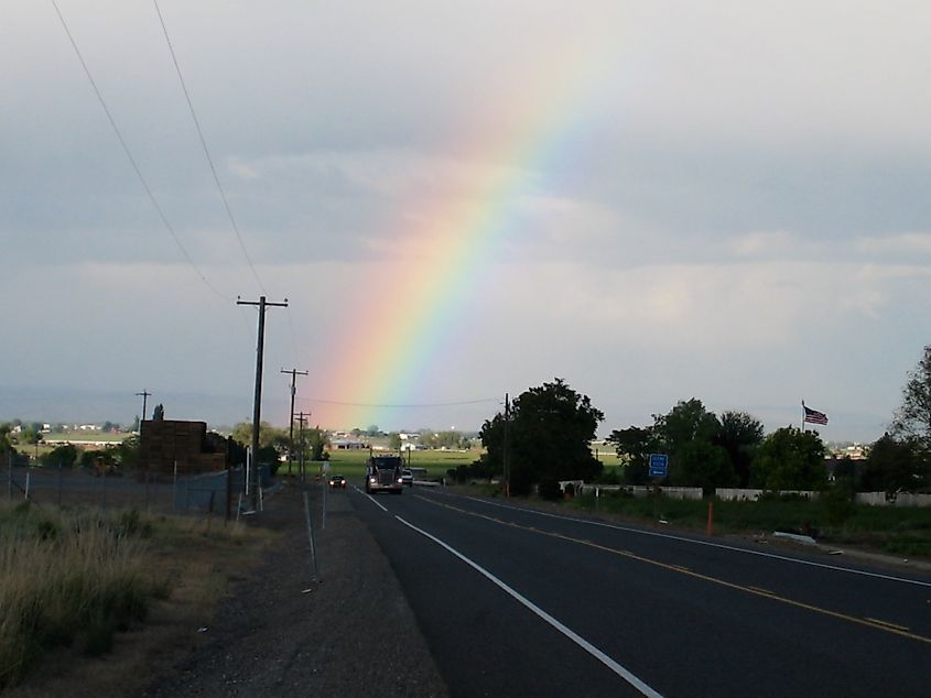 Rainbow over Ontario, Oregon.