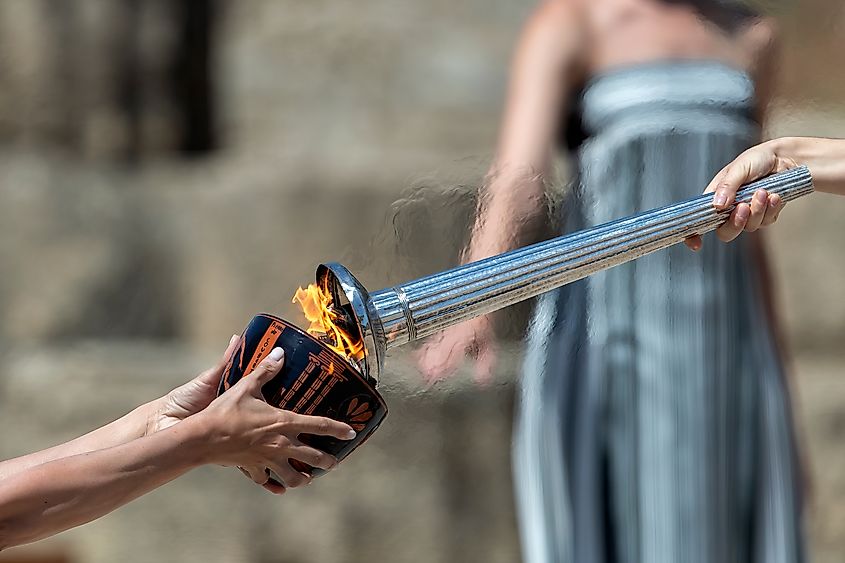 Final dress rehearsal of the Olympic flame lighting ceremony for the Paris 2024 Summer Olympic Games. Image by Ververidis Vasilis Shutterstock.com