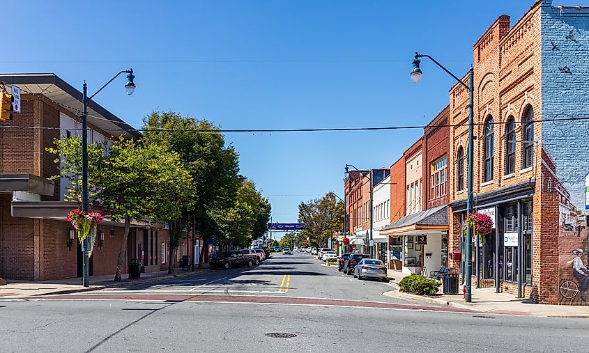 View of downtown Asheboro in North Carolina.