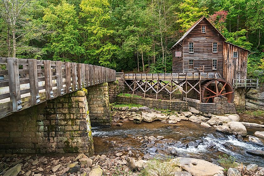 The Glade Creek Grist Mill in Babcock State Park, West Virginia.