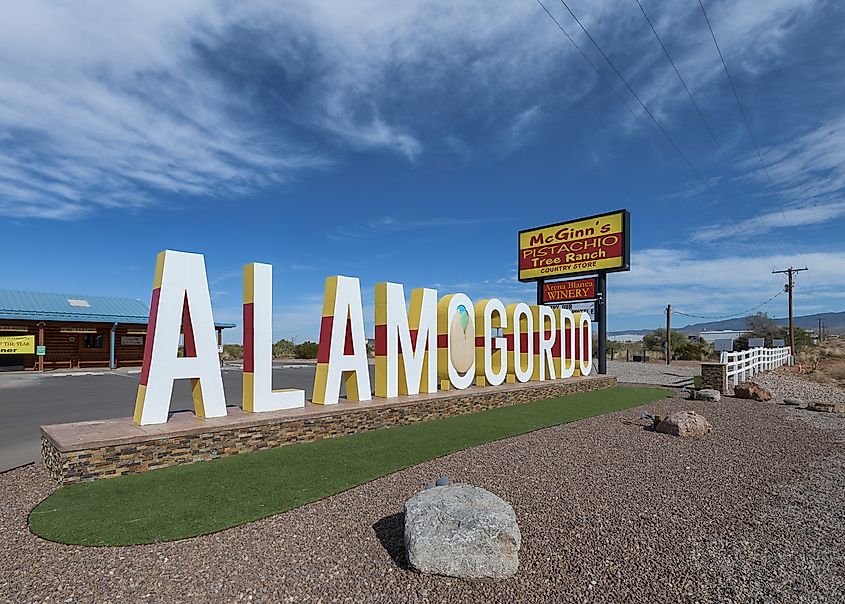 Alamogordo sign on Highway 82 in Alamogordo, New Mexico