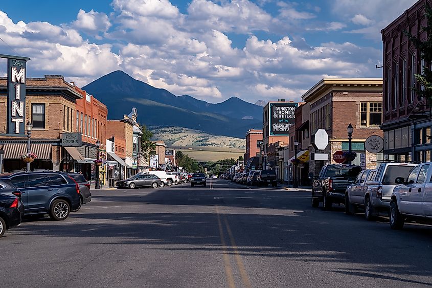 View of the downtown area of Livingston Montana, gateway to Yellowstone National Park. Editorial credit: melissamn / Shutterstock.com