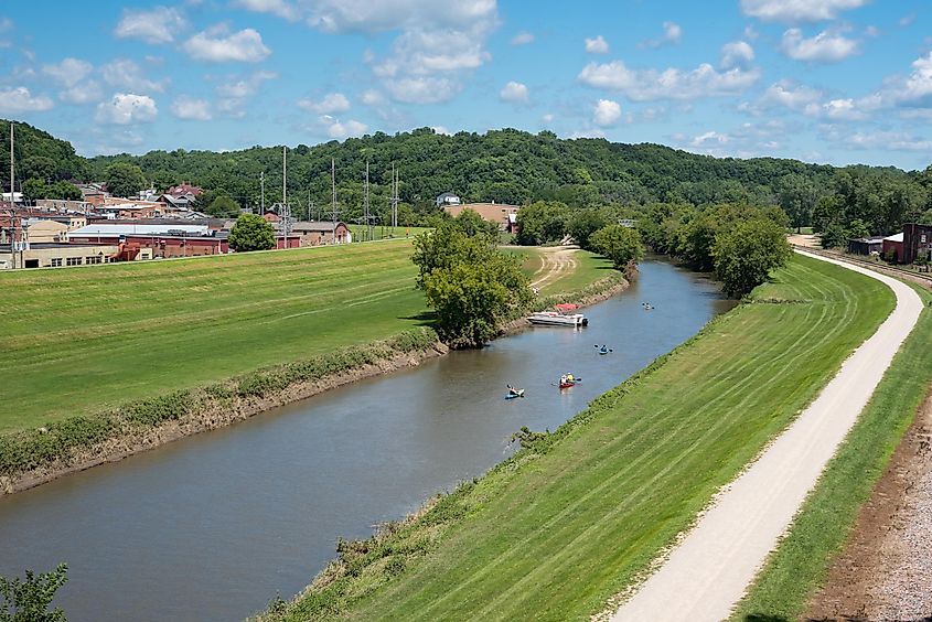 The Galena River flowing through Galena, Illinois