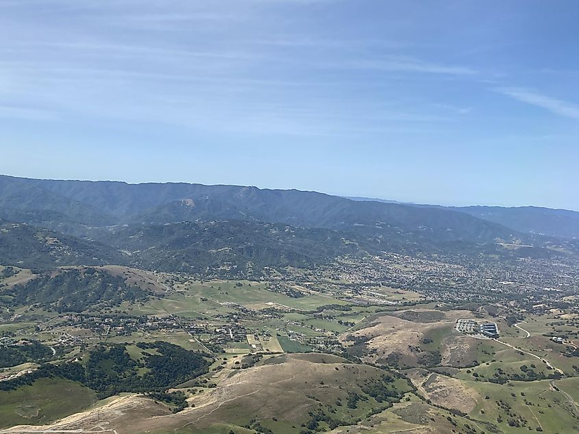 Aerial view of the Santa Cruz Mountains.