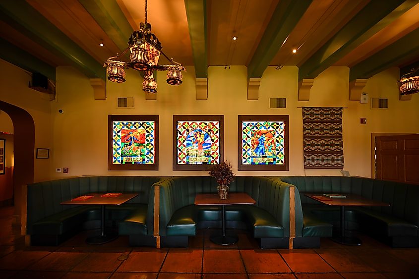 Winslow, Arizona/United States - June 23, 2020: The world famous Turquoise Room in La Posada boutique hotel