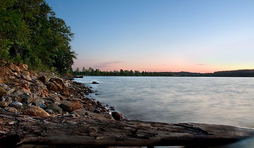 A rocky beach on Lake Hartwell in Clemson, SC.