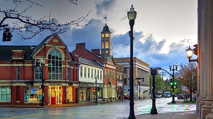 The charming downtown of Chagrin Falls, Ohio.