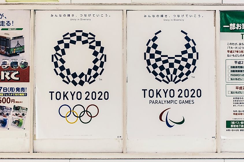 Poster about 2020 Olympic Games and the Tokyo 2020 Paralympic Game. Editorial credit: Marti Bug Catcher / Shutterstock.com