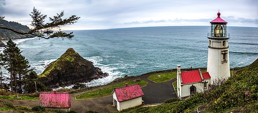 The Heceta Head Lighthouse along the Pacific Coast in Florence, Oregon.