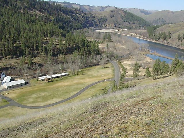The Kooskia National Fish Hatchery in Kooskia, Idaho, seen from above.