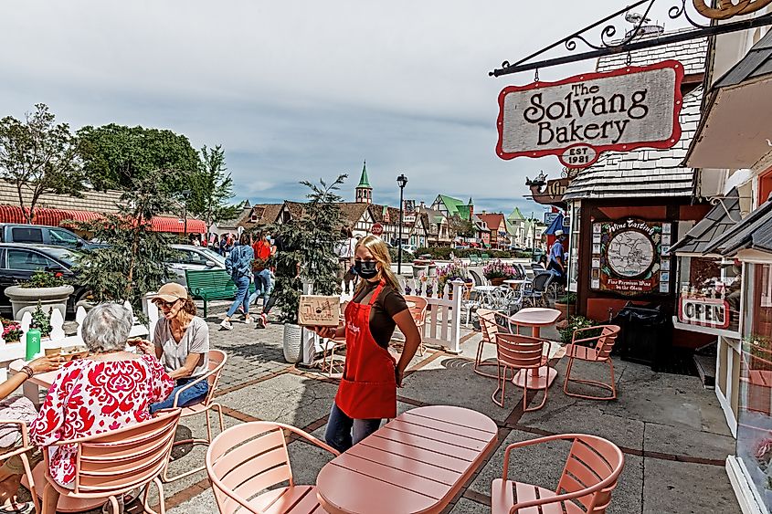 View of Solvang Bakery in Solvang, California.