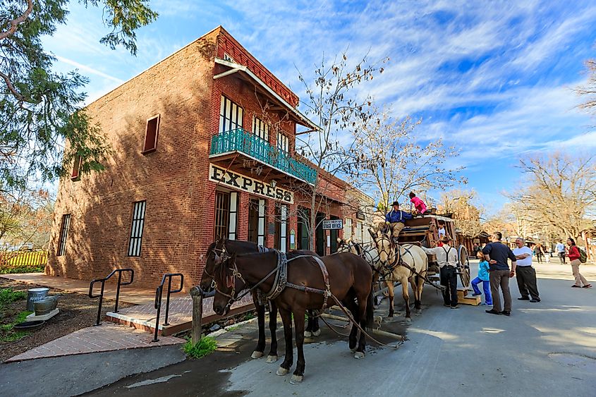 Horse car in the interesting Columbia State Historic Park on MAR 16, 2014 at Columbia, California