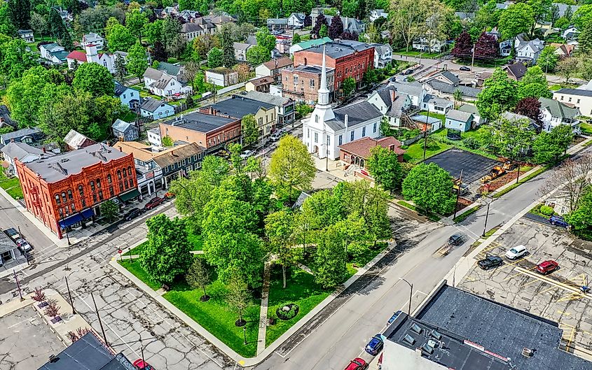 Aerial view of Hammondsport, New York.