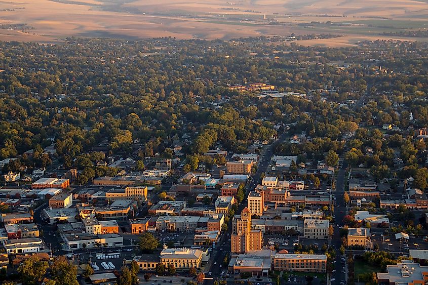 Aerial view of Walla Walla, Washington.