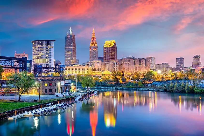 The Cleveland skyline on Lake Erie.