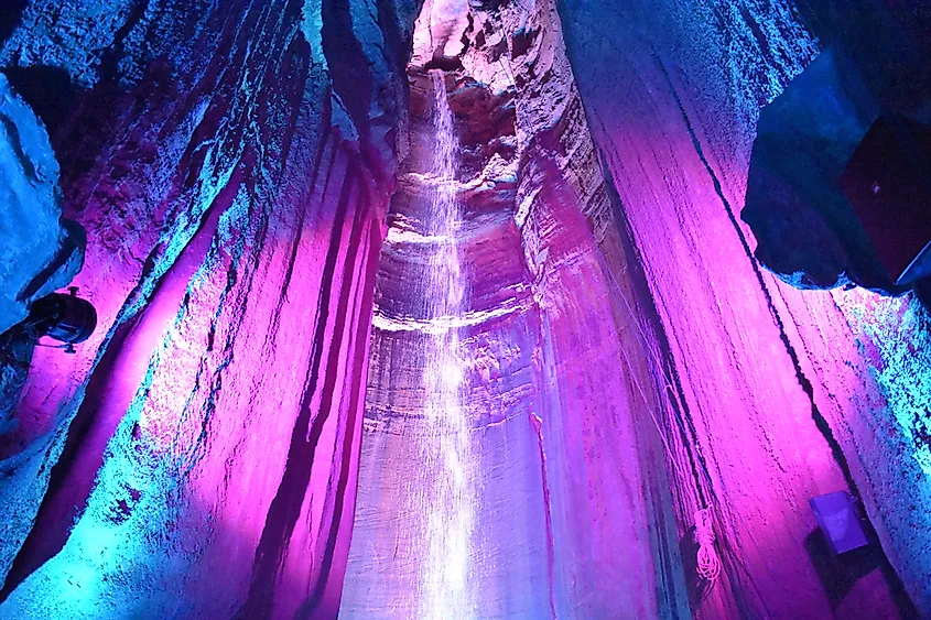 Ruby Falls in an underground waterfall inside Lookout Mountain, in Chattanooga, Tennessee.