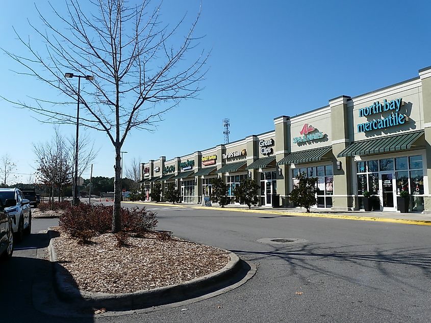 Strip mall portion of The Shoppes at Freeport in Freeport, Florida.