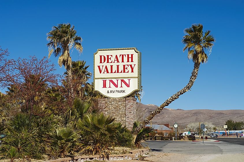 Death Valley Inn sign shown in the town of Beatty. 