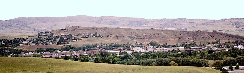 View of Livingston, Montana, from Interstate 90.