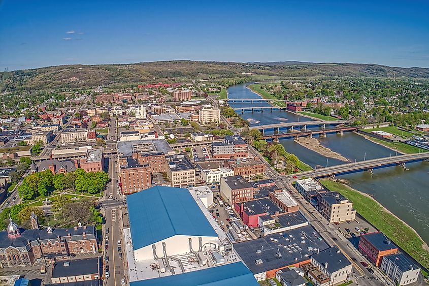 Aerial view of Elmira, New York