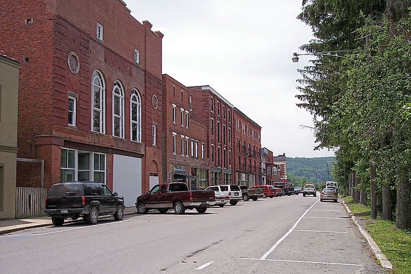 Old brick buidlings along East Avenue in Thomas, West Virginia.