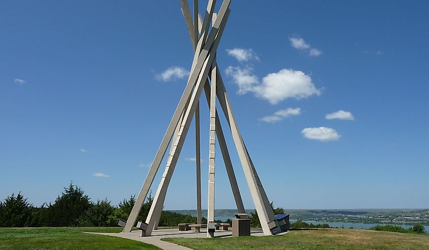 Tee pee structure in Chamberlain rest area close to Missouri River