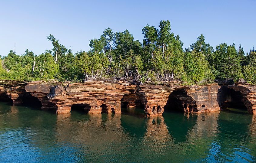 Rocky Shores of the Apostle Islands National Lakeshore Near the Wisconsin Shoreline of Lake Superior.
