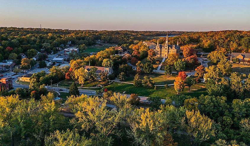 Aerial view of Parkville, MO.