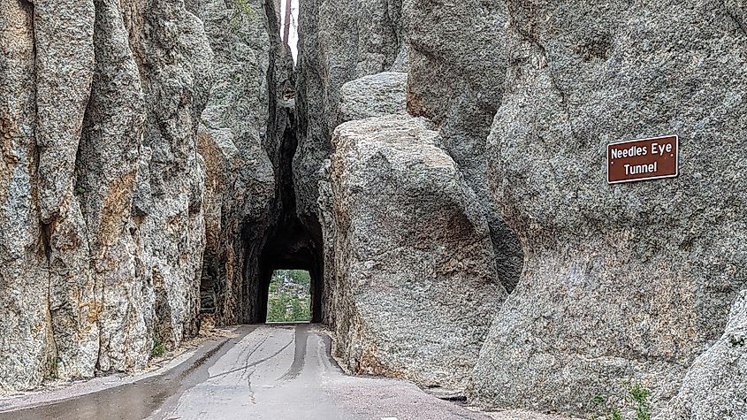 Needles Eye Tunnel along Needles Highway near Custer State Park in South Dakota.