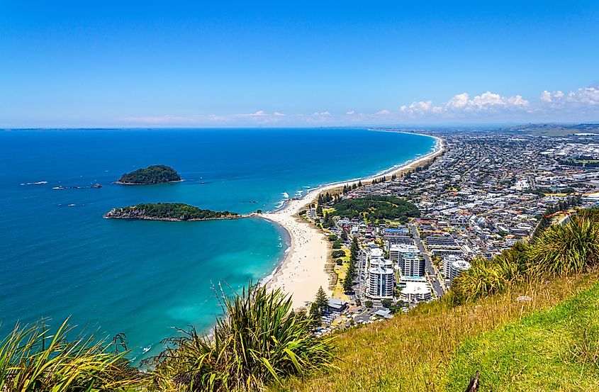 Aerial view of Mount Maunganui, New Zealand.