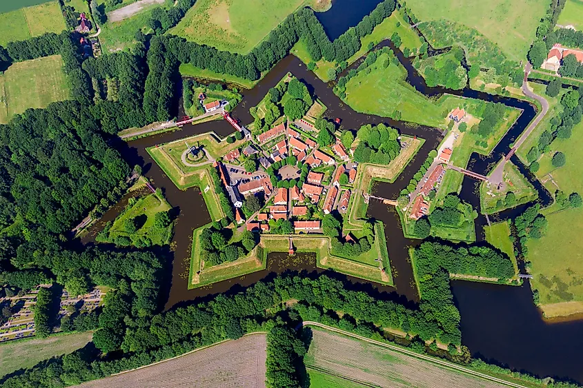 Aerial view of Fort Bourtange, Netherlands.