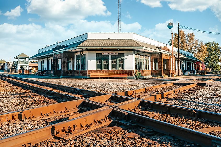 The Corinth Crossroads in downtown Corinth. Shutterstock.com
