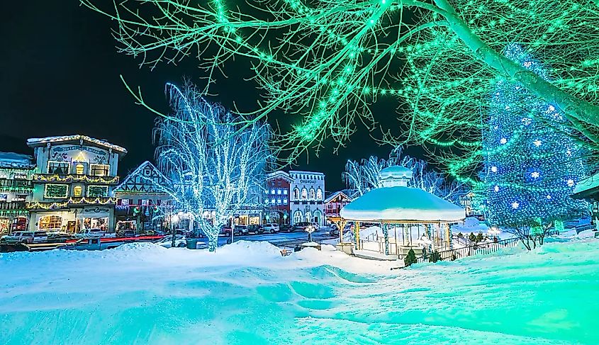 Holiday lights in Leavenworth, Washington.