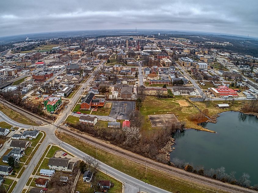 Aerial view of Rolla, Missouri