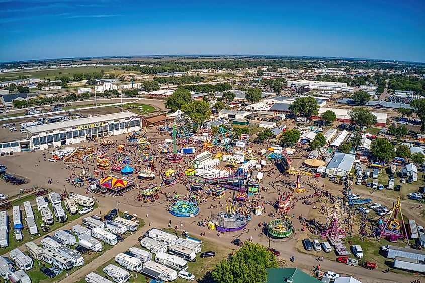 Aerial view of a fairground in Huron, South Dakota.