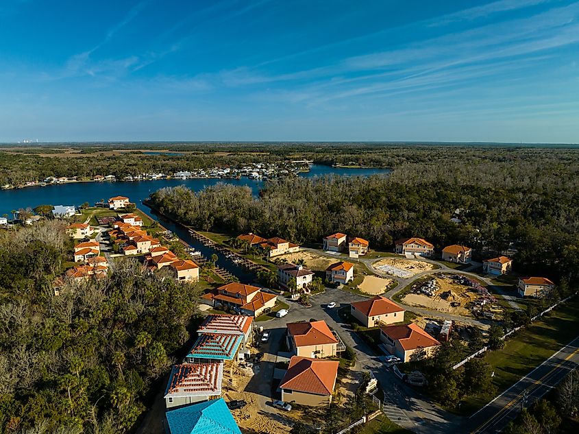 Aerial view of Homosassa Springs, Florida.