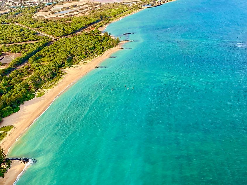 Ariel View of Kaunakakai and its Hawaiian Coast