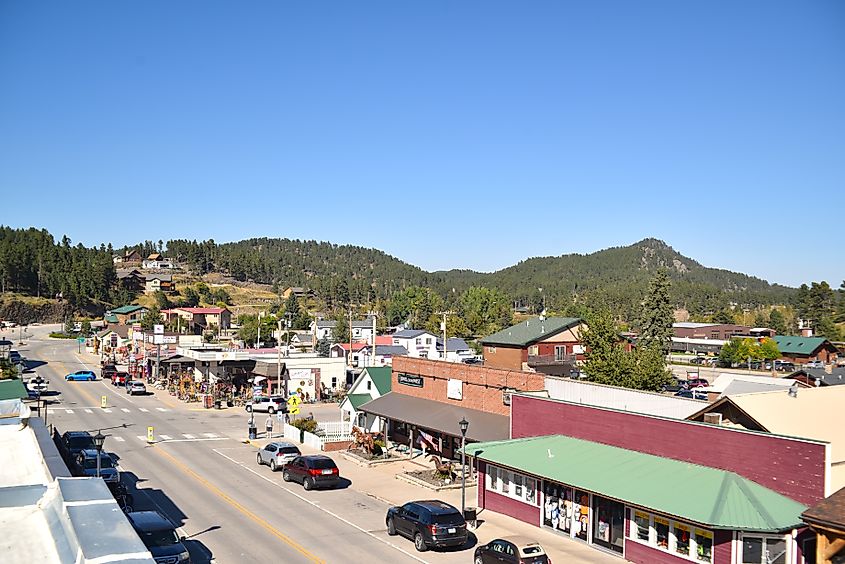 Aerial view of Hill City, South Dakota.