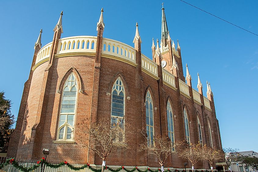 Exterior view of the St. Mary Basilica in Natchez, Mississippi.
