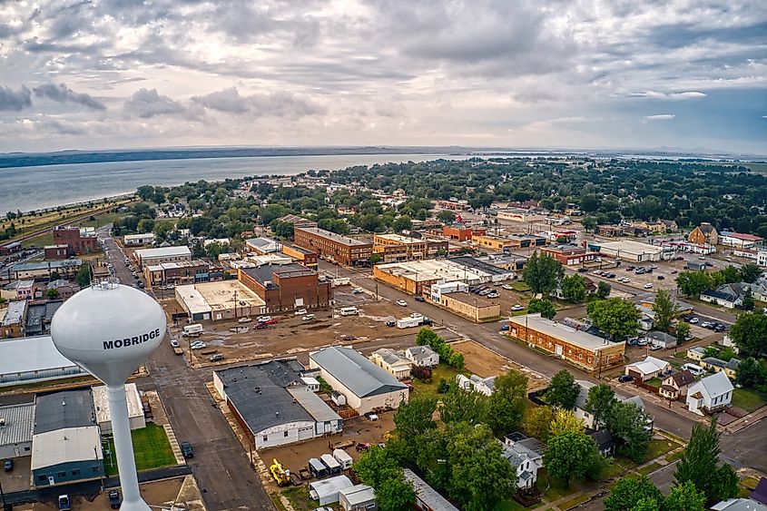 Downtown Mobridge, South Dakota, along the Missouri River.