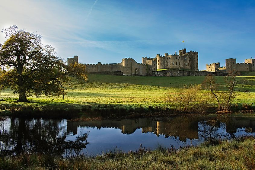 Alnwick Castle on a sunny day.