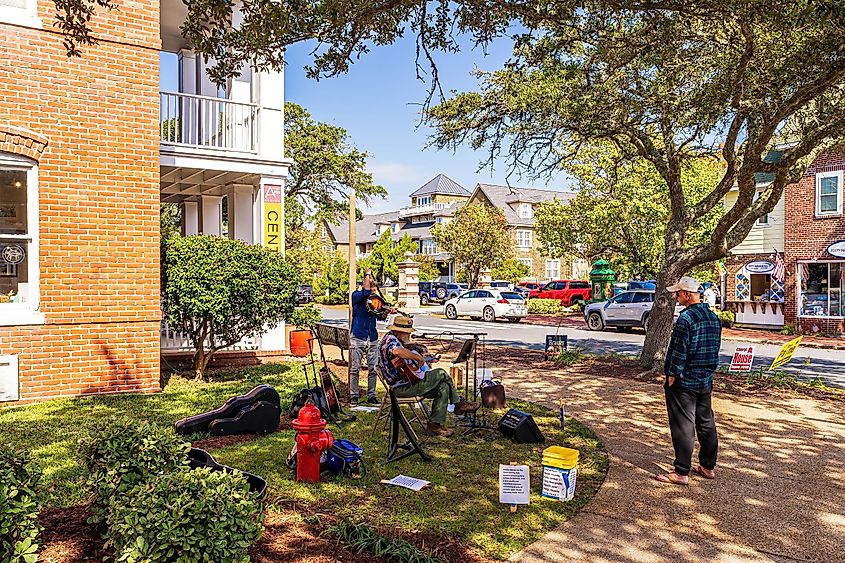 A Musical Performance on a Saturday Morning in Downtown Manteo.