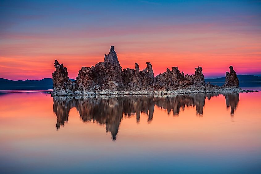 Mono Lake is a salty alkaline lake in Lee Vining, California