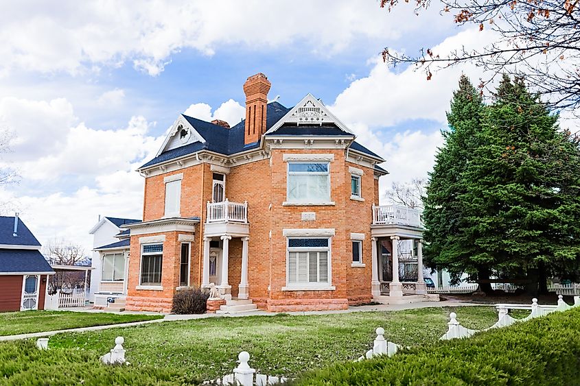 Vintage-style house along the main street in Mount Pleasant, Utah.