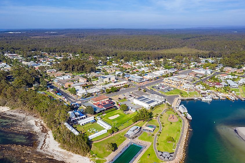 Aerial view of Huskisson, New South Wales.