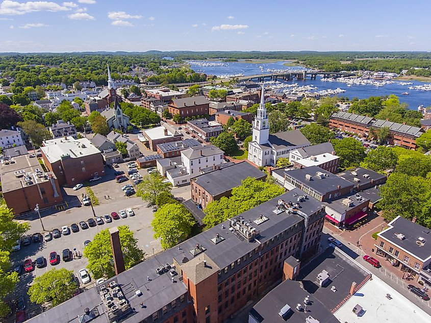 Aerial view of Newburyport, Massachusetts.